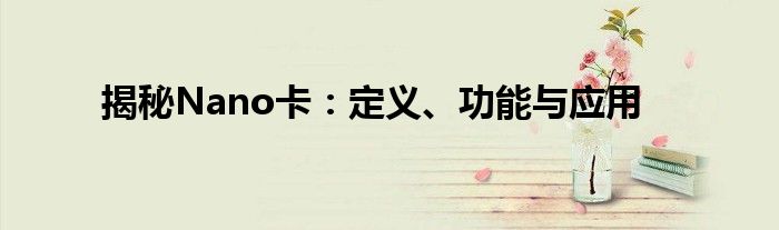 揭秘Nano卡：定义、功能与应用