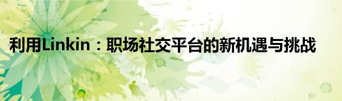 利用Linkin：职场社交平台的新机遇与挑战