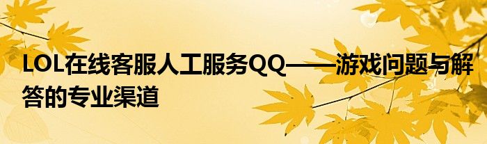 LOL在线客服人工服务QQ——游戏问题与解答的专业渠道