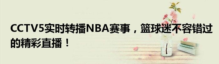 CCTV5实时转播NBA赛事，篮球迷不容错过的精彩直播！