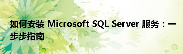 如何安装 Microsoft SQL Server 服务：一步步指南