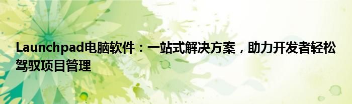 Launchpad电脑软件：一站式解决方案，助力开发者轻松驾驭项目管理