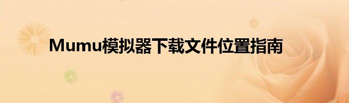 Mumu模拟器下载文件位置指南