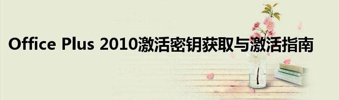 Office Plus 2010激活密钥获取与激活指南
