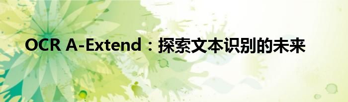 OCR A-Extend：探索文本识别的未来