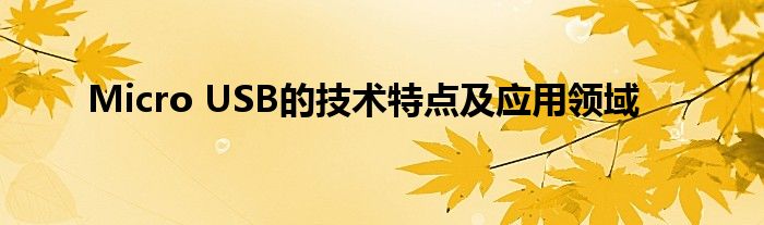 Micro USB的技术特点及应用领域