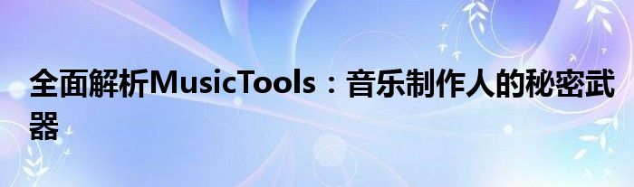 全面解析MusicTools：音乐制作人的秘密武器