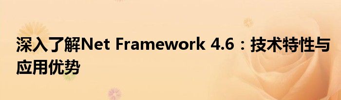 深入了解Net Framework 4.6：技术特性与应用优势