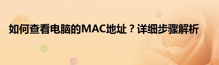 如何查看电脑的MAC地址？详细步骤解析