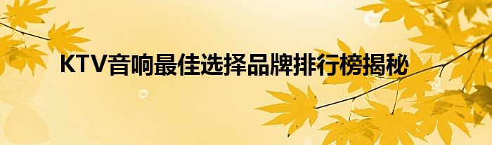 KTV音响最佳选择品牌排行榜揭秘