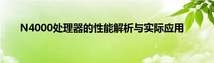N4000处理器的性能解析与实际应用