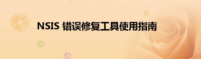  NSIS 错误修复工具使用指南