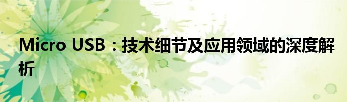 Micro USB：技术细节及应用领域的深度解析