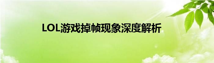 LOL游戏掉帧现象深度解析