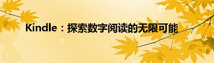 Kindle：探索数字阅读的无限可能