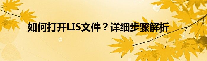 如何打开LIS文件？详细步骤解析