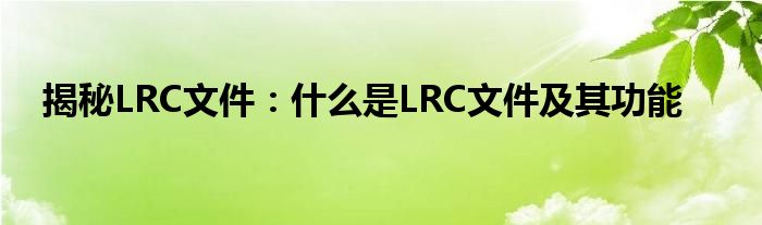 揭秘LRC文件：什么是LRC文件及其功能