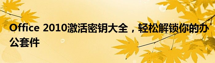 Office 2010激活密钥大全，轻松解锁你的办公套件
