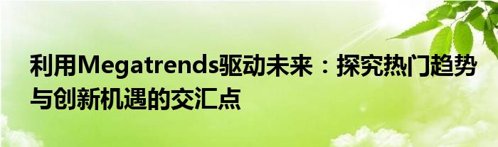 利用Megatrends驱动未来：探究热门趋势与创新机遇的交汇点