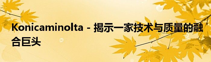 Konicaminolta - 揭示一家技术与质量的融合巨头