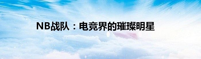 NB战队：电竞界的璀璨明星
