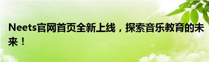 Neets官网首页全新上线，探索音乐教育的未来！