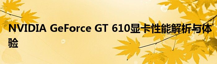 NVIDIA GeForce GT 610显卡性能解析与体验