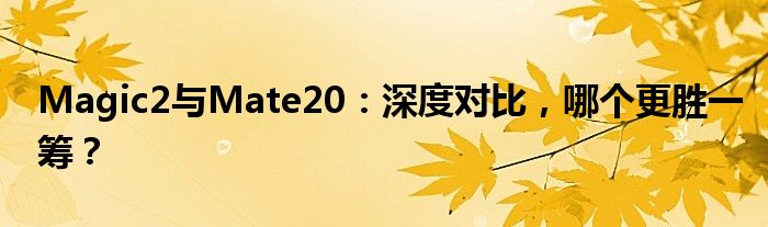 Magic2与Mate20：深度对比，哪个更胜一筹？