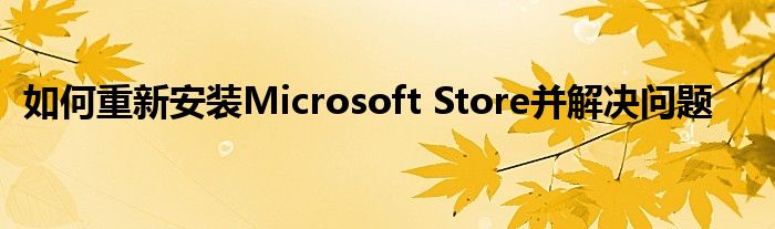 如何重新安装Microsoft Store并解决问题
