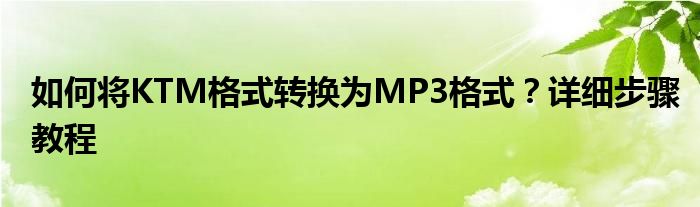 如何将KTM格式转换为MP3格式？详细步骤教程