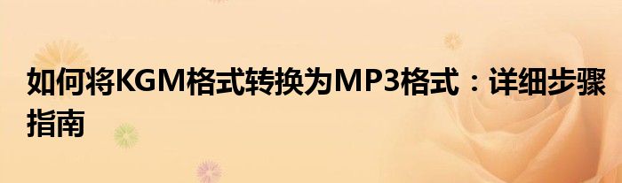 如何将KGM格式转换为MP3格式：详细步骤指南