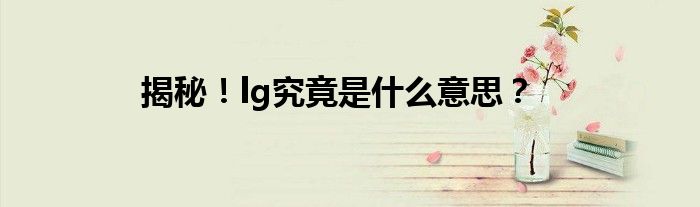 揭秘！lg究竟是什么意思？