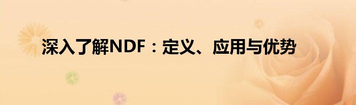 深入了解NDF：定义、应用与优势