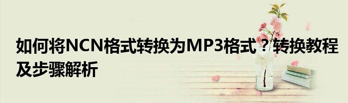 如何将NCN格式转换为MP3格式？转换教程及步骤解析