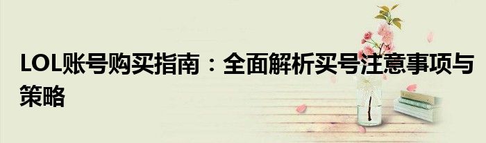 LOL账号购买指南：全面解析买号注意事项与策略