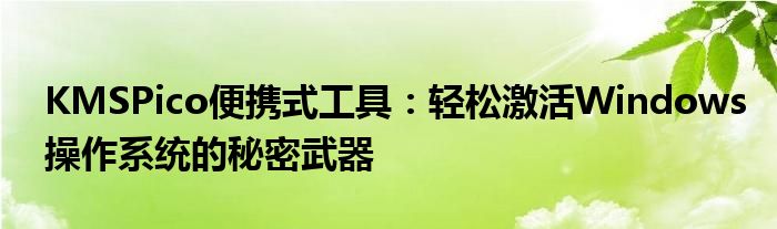 KMSPico便携式工具：轻松激活Windows操作系统的秘密武器