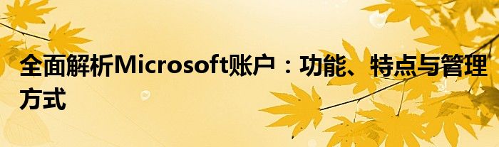 全面解析Microsoft账户：功能、特点与管理方式