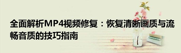 全面解析MP4视频修复：恢复清晰画质与流畅音质的技巧指南