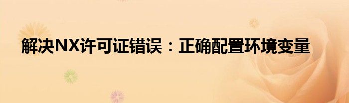 解决NX许可证错误：正确配置环境变量
