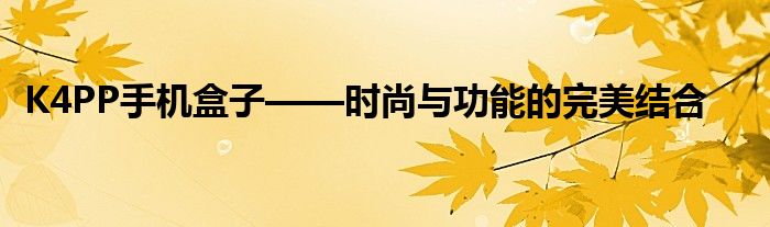 K4PP手机盒子——时尚与功能的完美结合