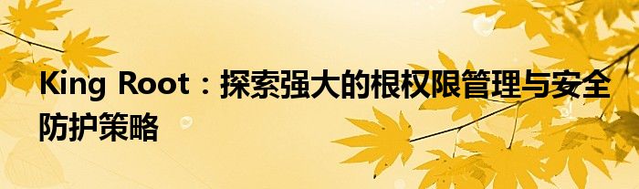 King Root：探索强大的根权限管理与安全防护策略