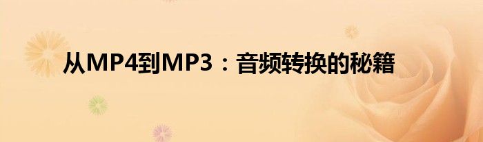 从MP4到MP3：音频转换的秘籍