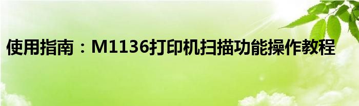 使用指南：M1136打印机扫描功能操作教程