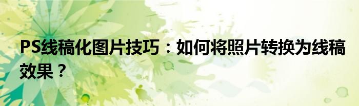 PS线稿化图片技巧：如何将照片转换为线稿效果？