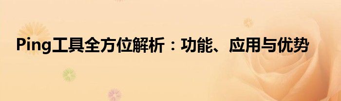Ping工具全方位解析：功能、应用与优势
