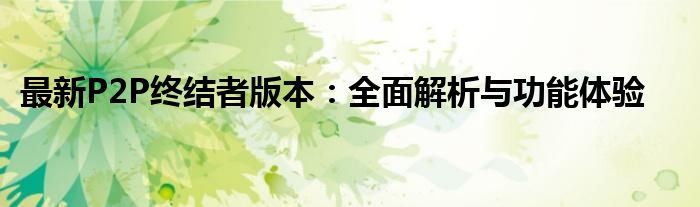 最新P2P终结者版本：全面解析与功能体验