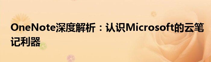 OneNote深度解析：认识Microsoft的云笔记利器