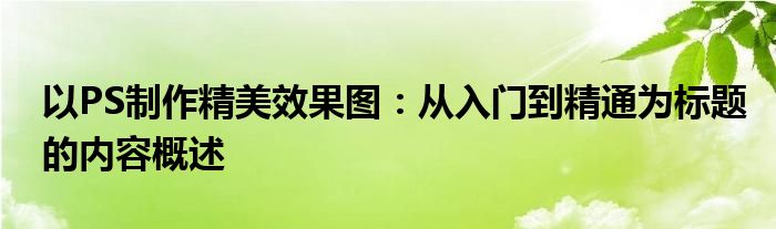 以PS制作精美效果图：从入门到精通为标题的内容概述