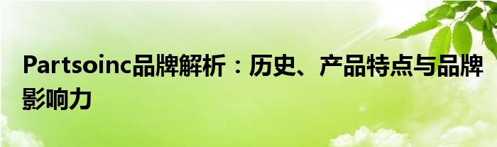 Partsoinc品牌解析：历史、产品特点与品牌影响力