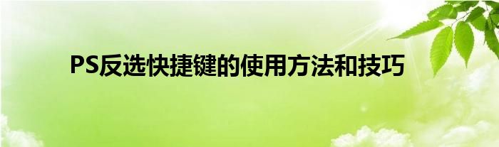 PS反选快捷键的使用方法和技巧